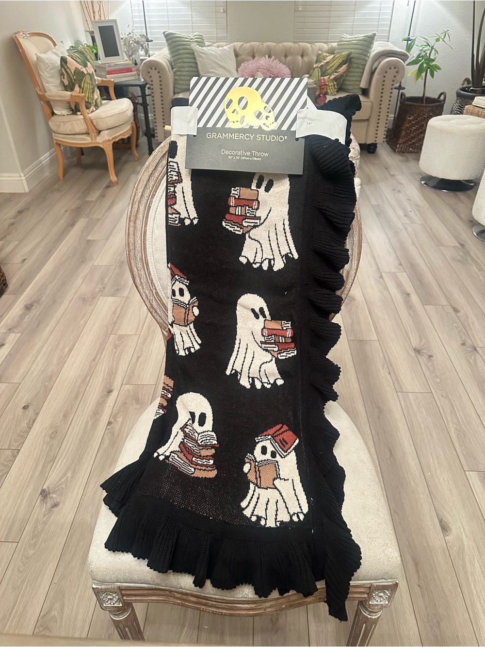 Gramercy Studio Black & White Ghost Pattern Decorative Throw